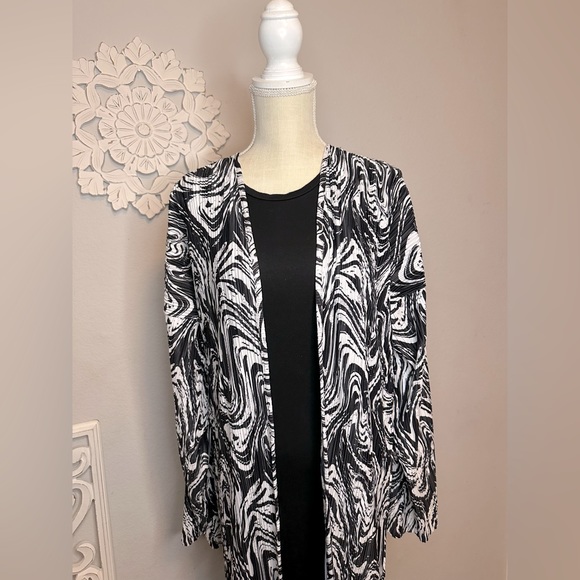 TWO PIECE SET MARBLE PRINT PLISSE MAXI KIMONO inlarge & bodycon SMALL stretchy - Picture 6 of 14